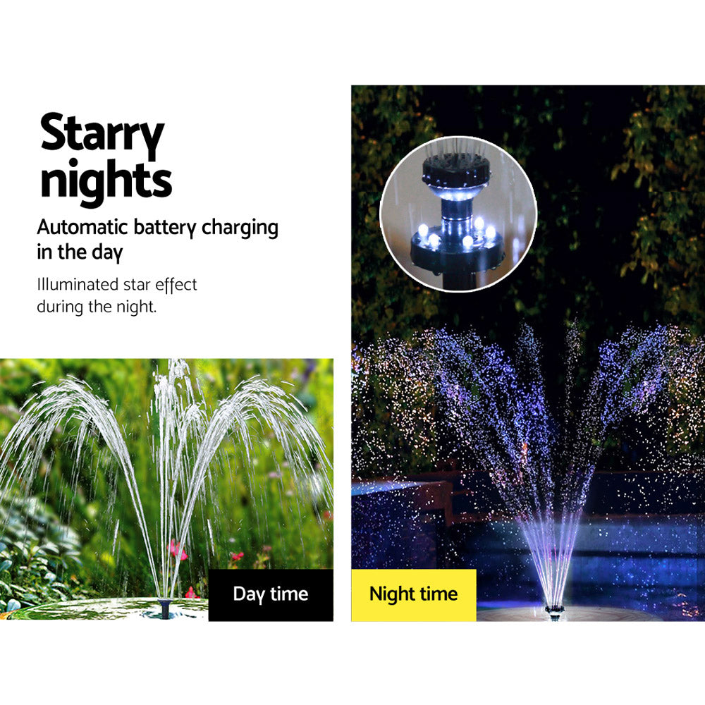 Gardeon Solar Pond Pump Submersible Water Fountain with Battery Kit LED Lights 4FT-4