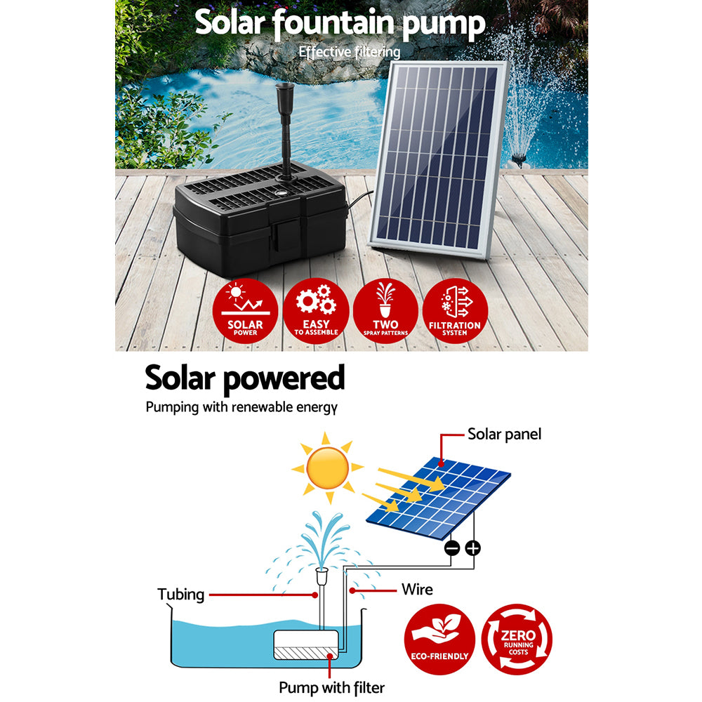 Gardeon Solar Pond Pump Water Fountain Filter Box Submersible Outdoor Pool 6.6FT-3