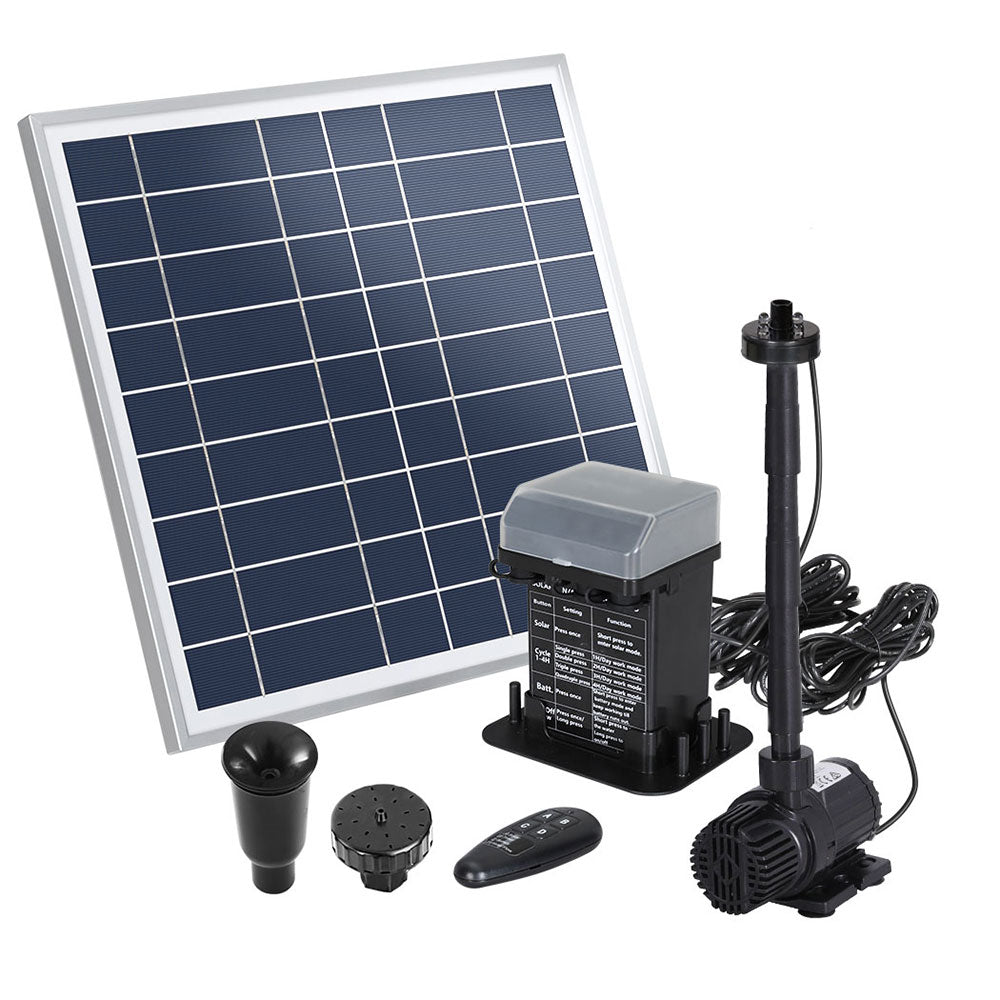 Gardeon Solar Pond Pump with Battery Kit LED Lights 9.8FT-0