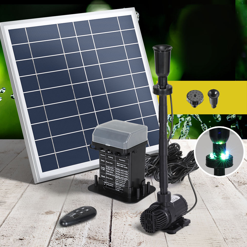 Gardeon Solar Pond Pump with Battery Kit LED Lights 9.8FT-6