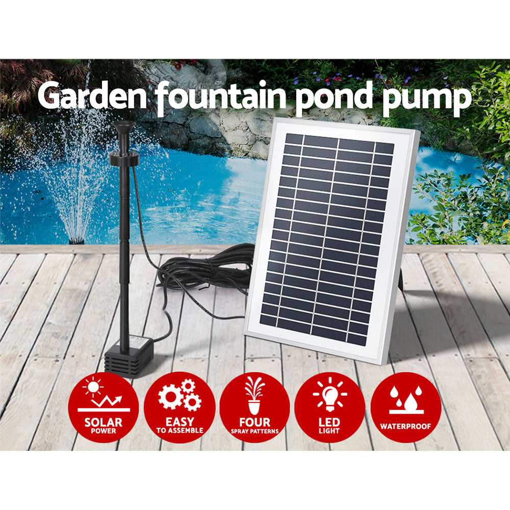 Gardeon Solar Pond Pump Submersible Water Fountain with Battery LED Lights 4.4FT-3