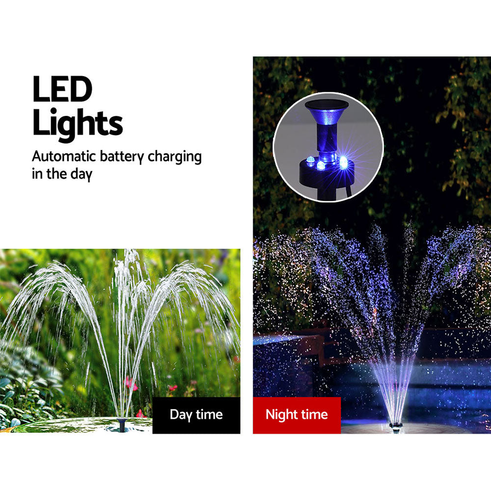 Gardeon Solar Pond Pump Submersible Water Fountain with Battery LED Lights 4.4FT-5