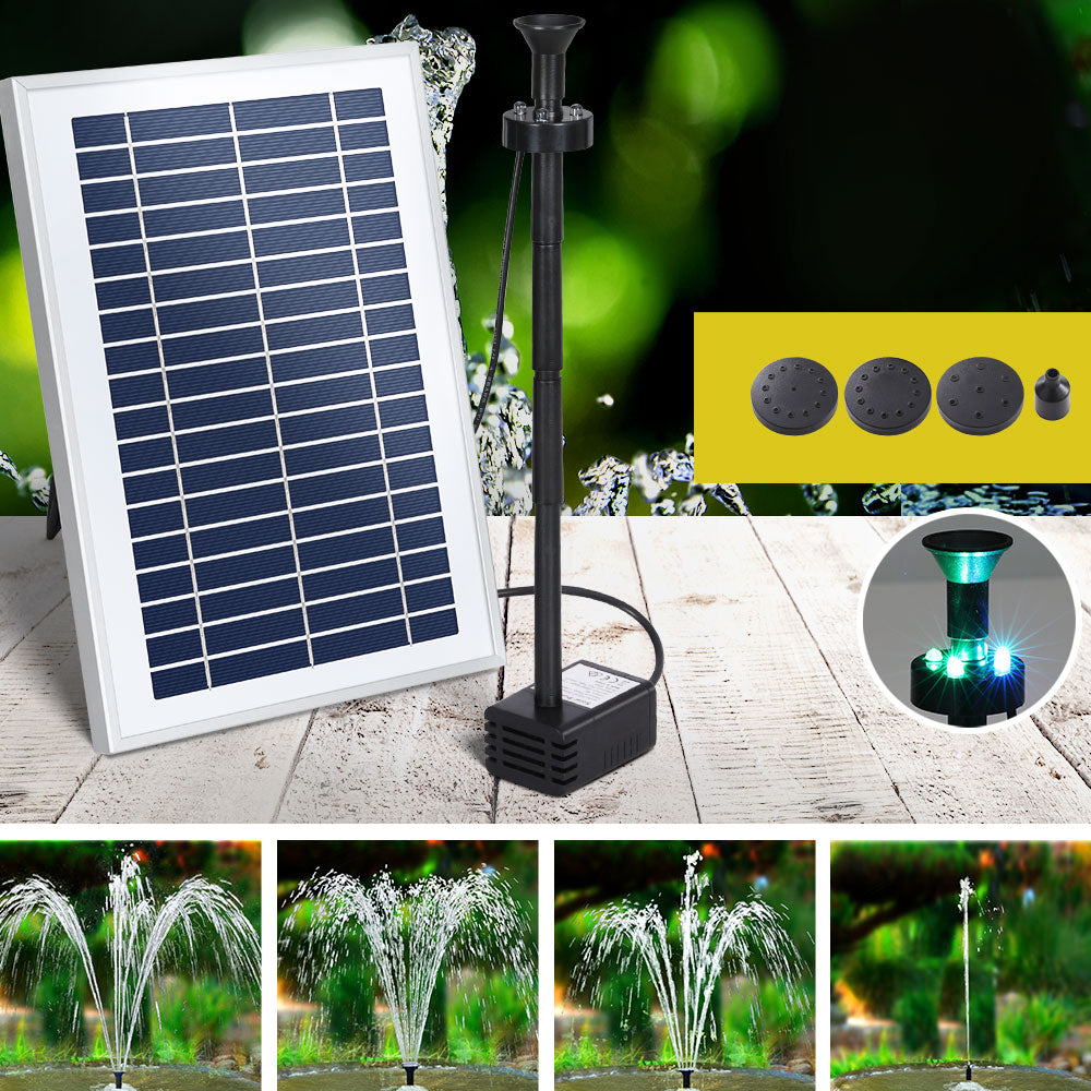 Gardeon Solar Pond Pump Submersible Water Fountain with Battery LED Lights 4.4FT-6