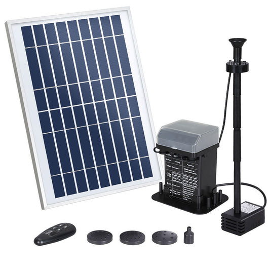 Gardeon Solar Pond Pump Submersible Fountain with Battery Kit LED Lights 5.2FT-0