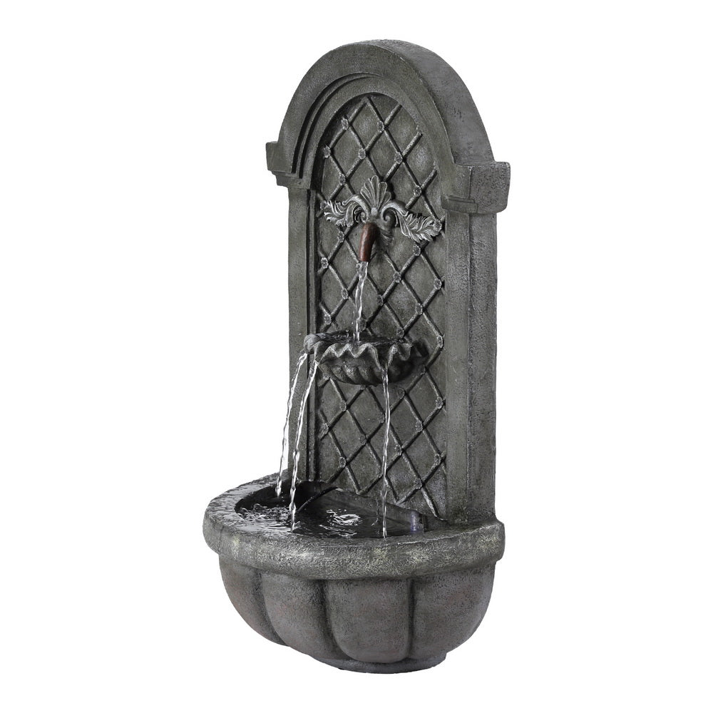 Gardeon Solar Fountain Water Feature Wall Mount Garden Fountains 80CM Grey-2