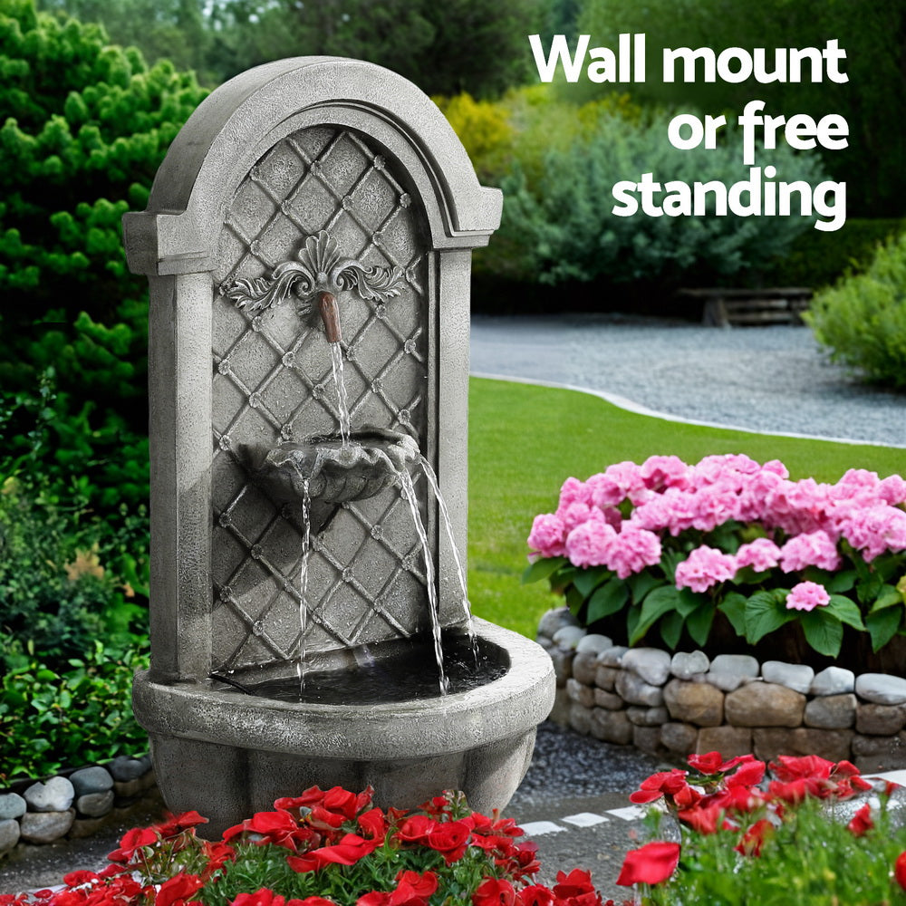 Gardeon Solar Fountain Water Feature Wall Mount Garden Fountains 80CM Grey-3