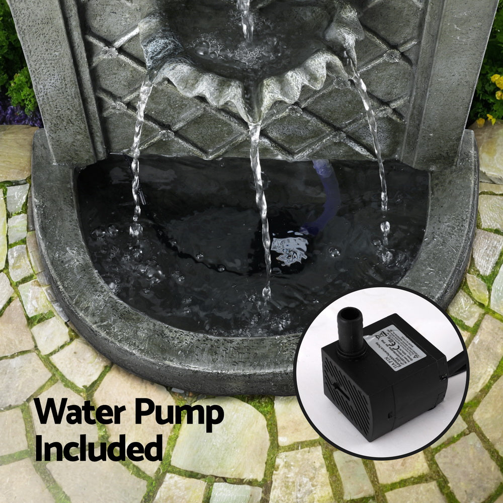 Gardeon Solar Fountain Water Feature Wall Mount Garden Fountains 80CM Grey-5