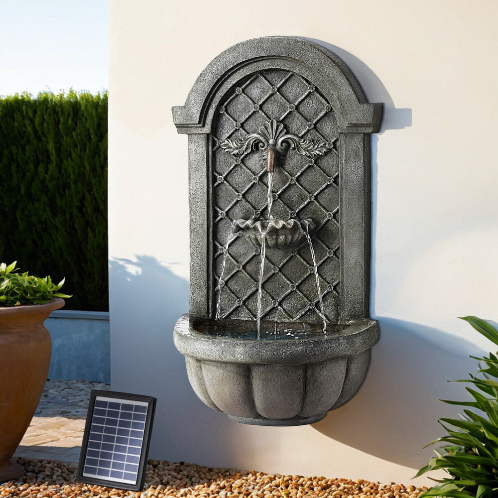 Gardeon Solar Fountain Water Feature Wall Mount Garden Fountains 80CM Grey-6