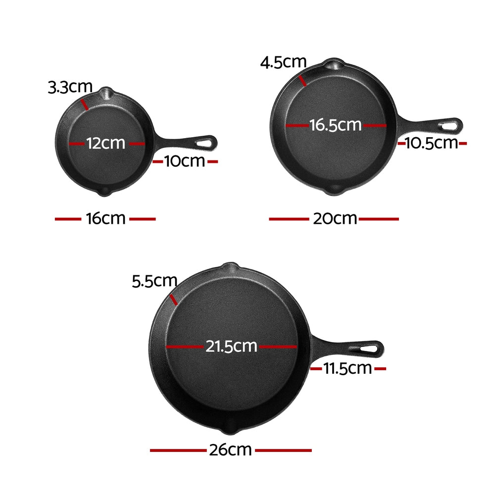 5-star chef Non Stick Frying Pan Cast Iron 3PCS-1