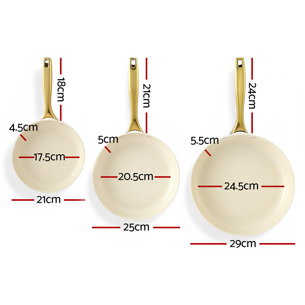 5-star Chef Frying Pan 3PCS Shades Frypan Set Ceramic Coating Multi Colour-1