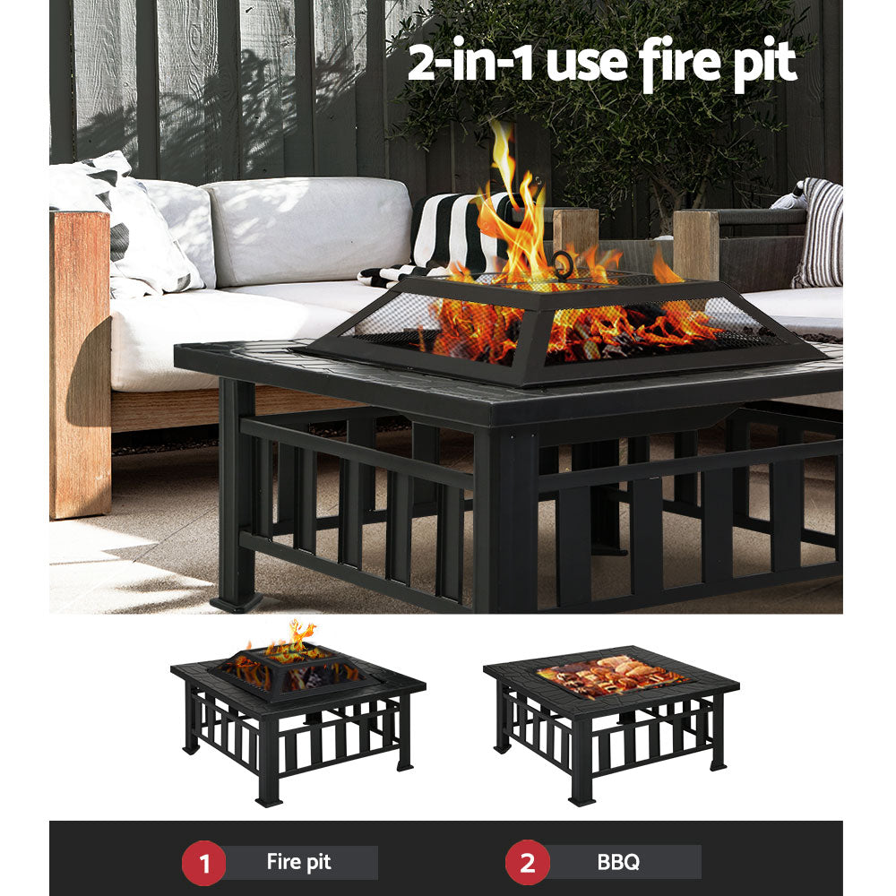 Grillz Fire Pit BBQ Grill 2-In-1 Table-4