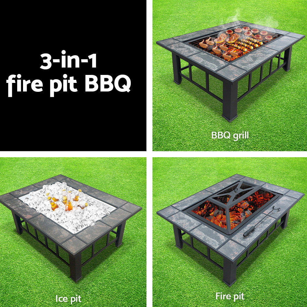 Grillz Fire Pit BBQ Grill Ice Bucket 3-In-1 Table-3