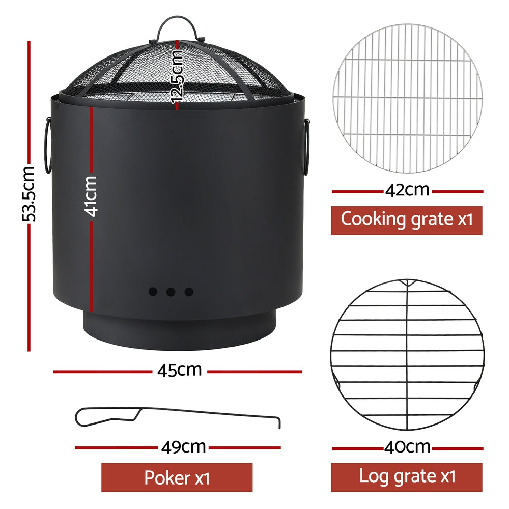 Grillz Fire Pit BBQ Portable Deep Bowl Outdoor Fireplace-1