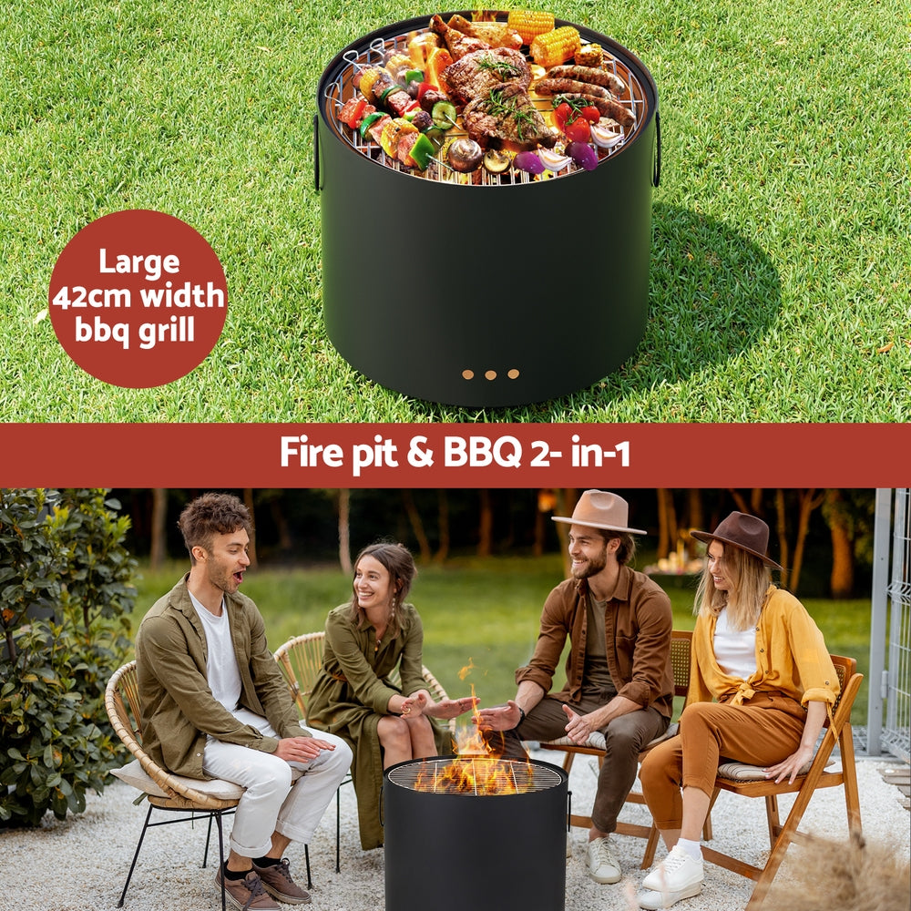 Grillz Fire Pit BBQ Portable Deep Bowl Outdoor Fireplace-3