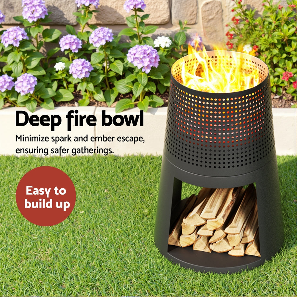 Grillz Fire Pit Deep Bowl Iron Outdoor Fireplace-3