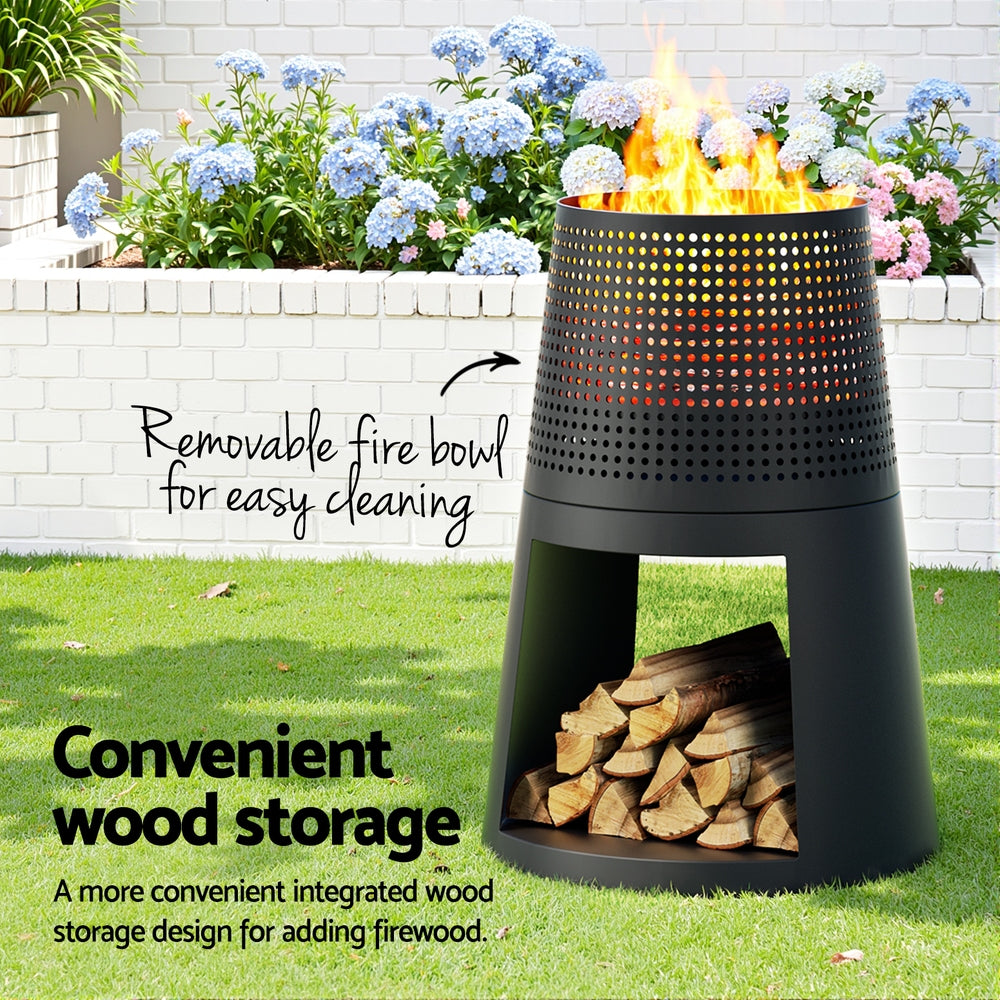 Grillz Fire Pit Deep Bowl Iron Outdoor Fireplace-4