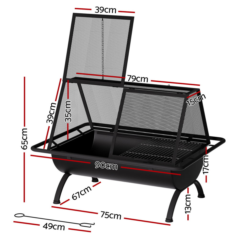 Grillz Fire Pit BBQ Grill Outdoor Fireplace Steel-1