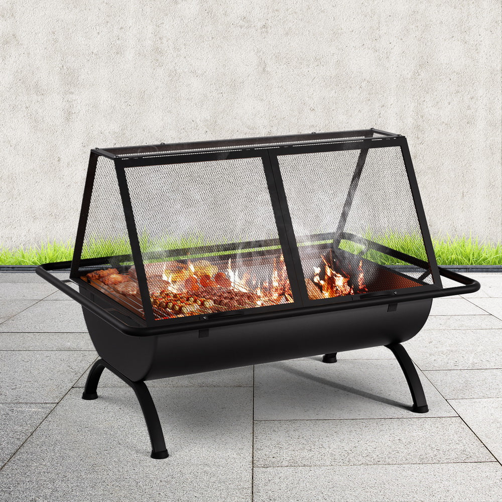 Grillz Fire Pit BBQ Grill Outdoor Fireplace Steel-4