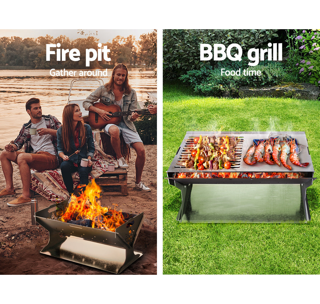 Grillz Fire Pit BBQ Grill Steel-4