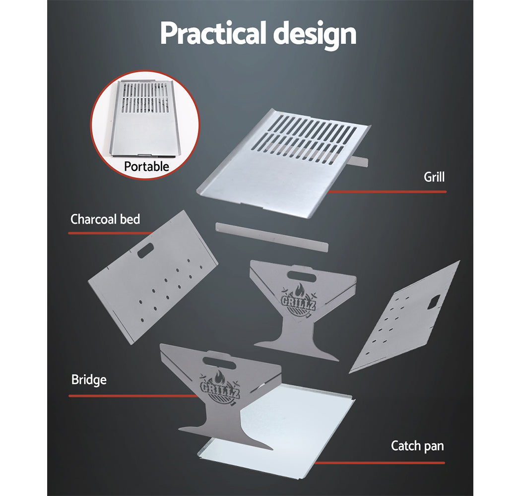 Grillz Fire Pit BBQ Grill Steel-6