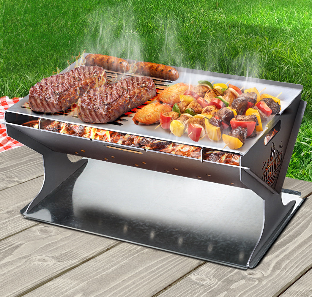 Grillz Fire Pit BBQ Grill Steel-7