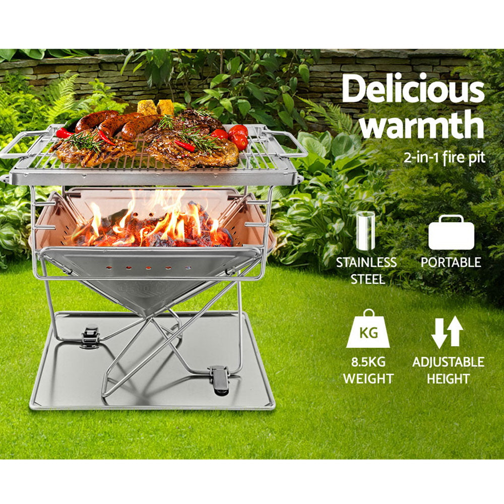 Grillz Fire Pit BBQ Grill with Carry Bag Camping-2