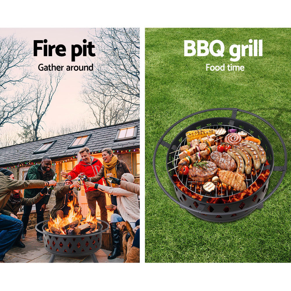 Grillz Fire Pit BBQ Grill 82cm-2