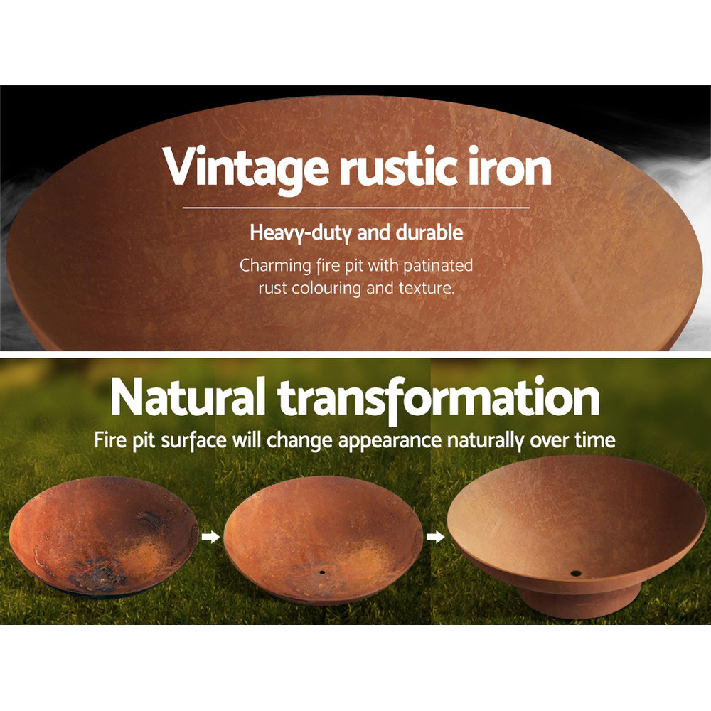 Grillz Fire Pit Bowl Cast Iron Rustic 70cm-2