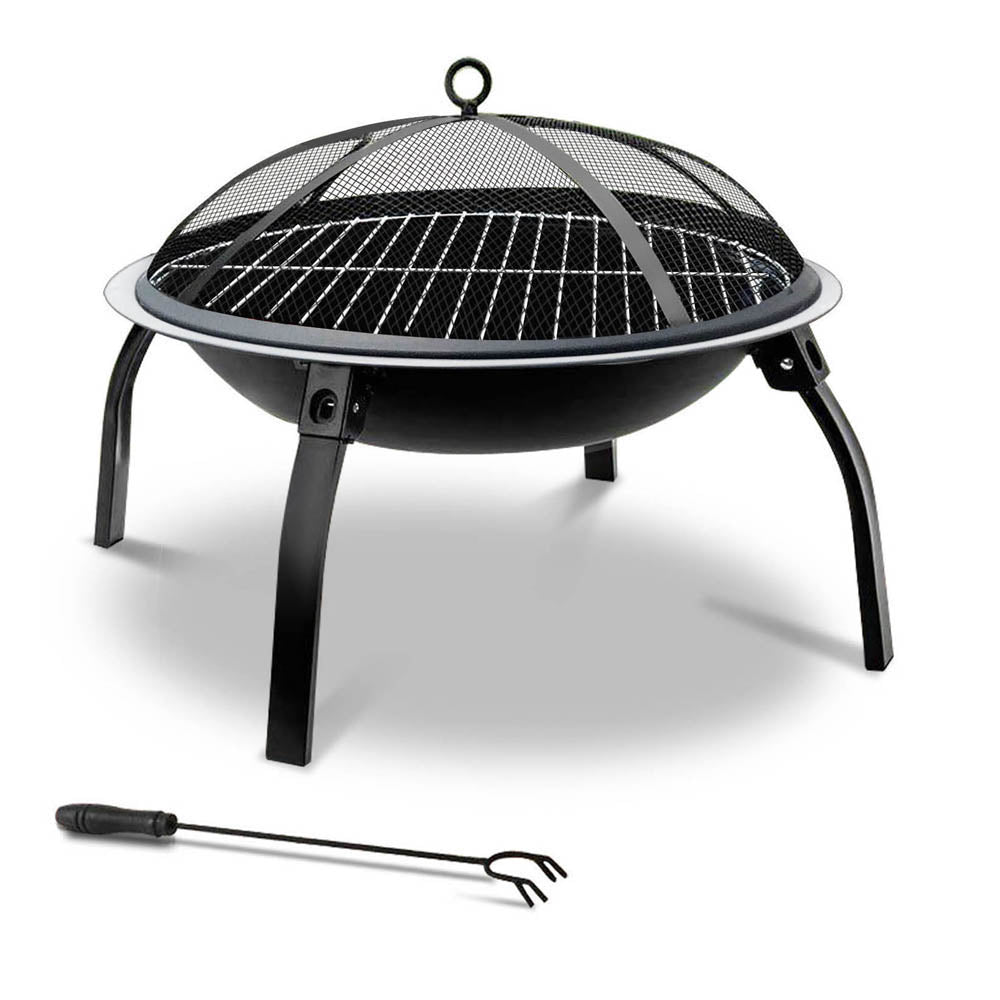 Fire Pit BBQ Charcoal Smoker Portable Outdoor Camping Pits Patio Fireplace 22"-0