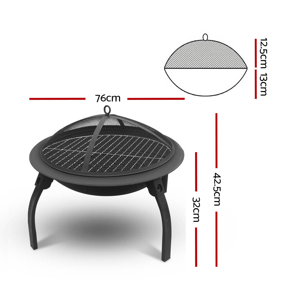 Fire Pit BBQ Charcoal Grill Smoker Portable Outdoor Camping Garden Pits 30"-1