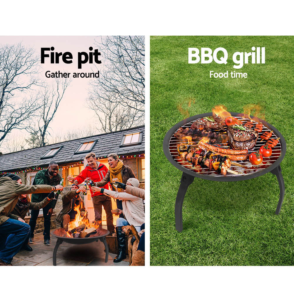 Fire Pit BBQ Charcoal Grill Smoker Portable Outdoor Camping Garden Pits 30"-3