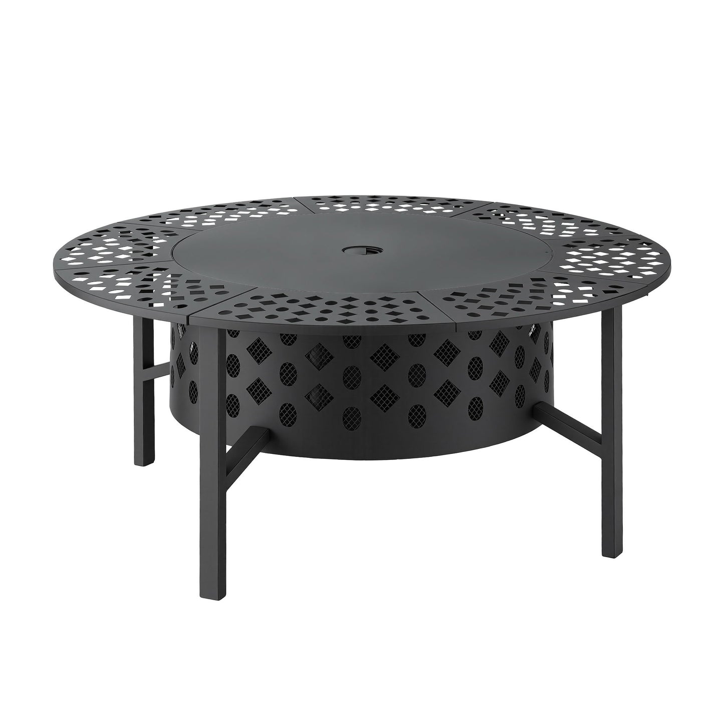 Grillz Fire Pit BBQ Charcoal Smoker Portable Mesh Pits Outdoor Camping Fireplace