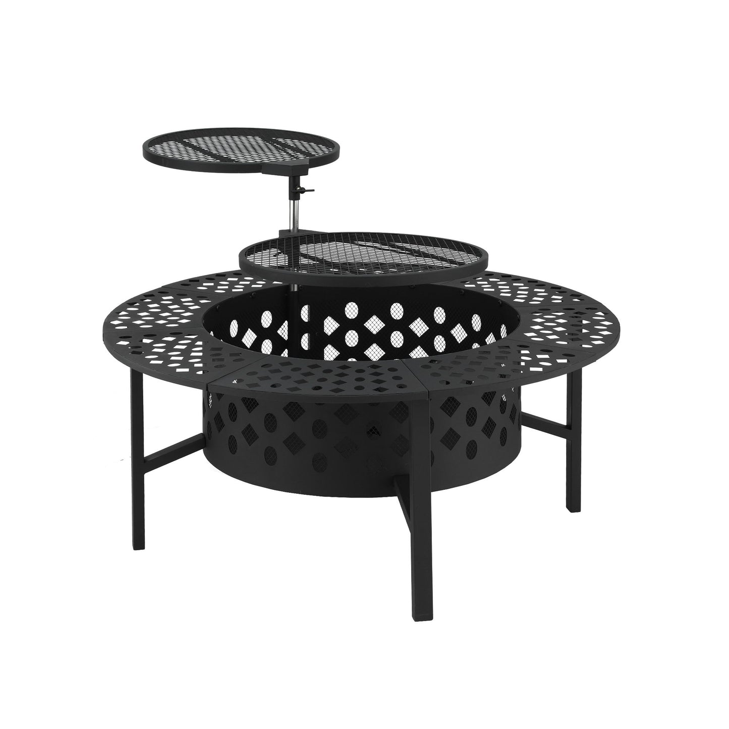 Grillz Fire Pit BBQ Charcoal Smoker Portable Mesh Pits Outdoor Camping Fireplace