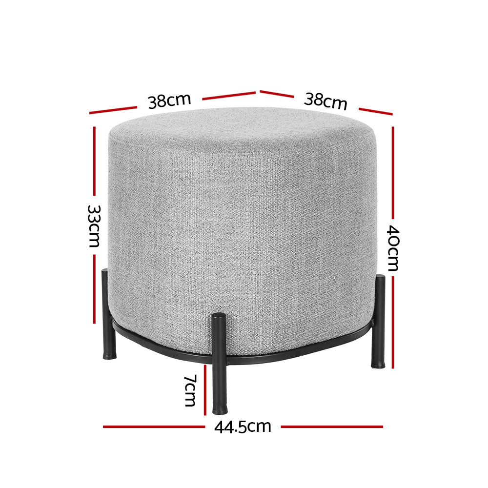 Artiss Ottoman Foot Stool Square Linen Grey-1