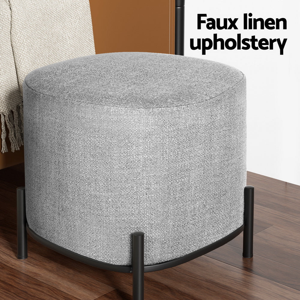 Artiss Ottoman Foot Stool Square Linen Grey-4