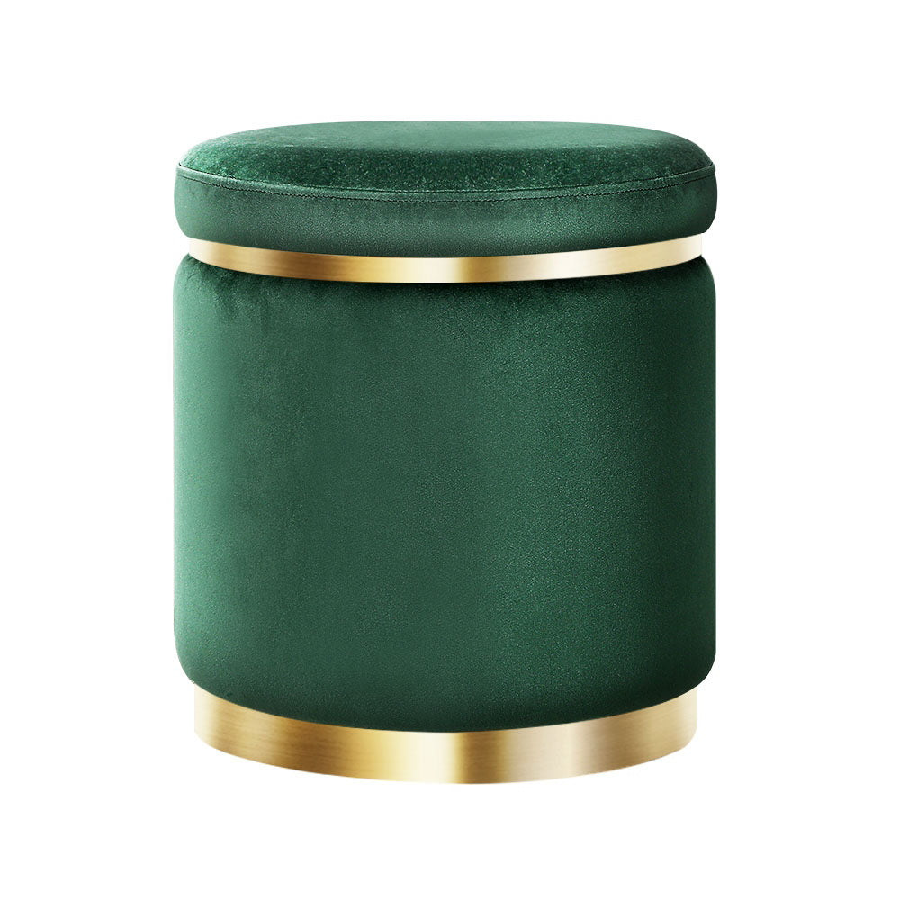 Artiss Ottoman Foot Stool Round Velvet Green-0