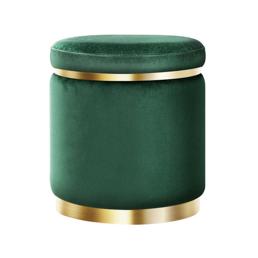 Artiss Ottoman Foot Stool Round Velvet Green-0