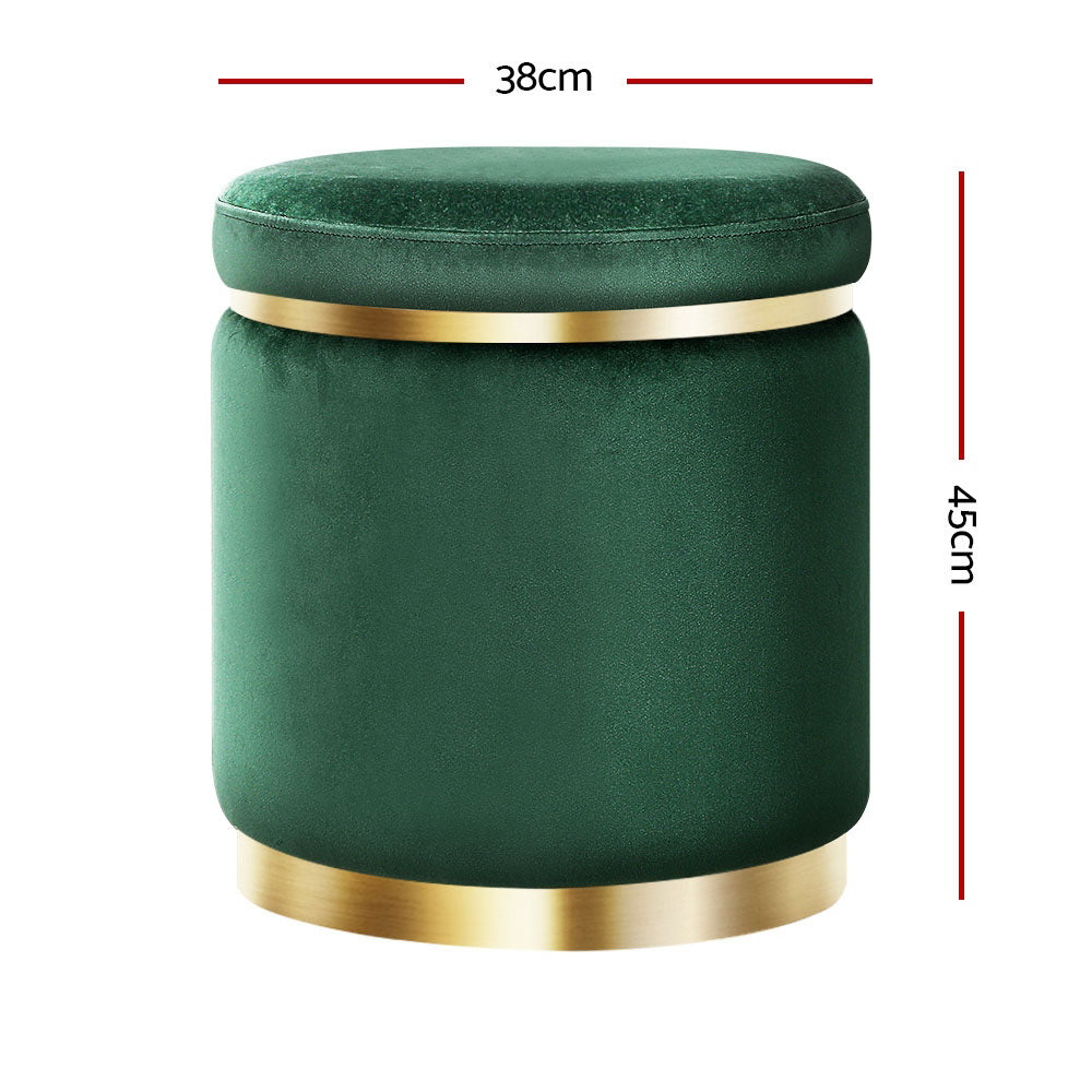 Artiss Ottoman Foot Stool Round Velvet Green-1