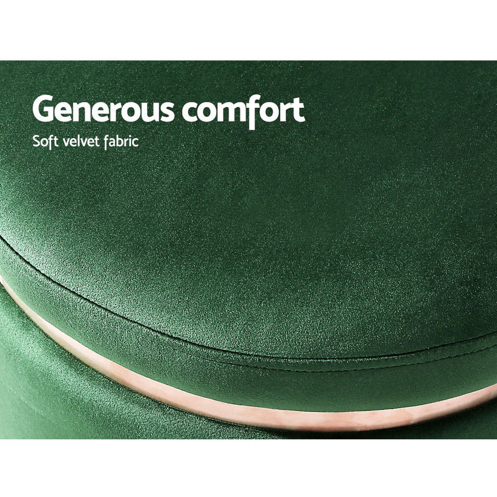 Artiss Ottoman Foot Stool Round Velvet Green-5