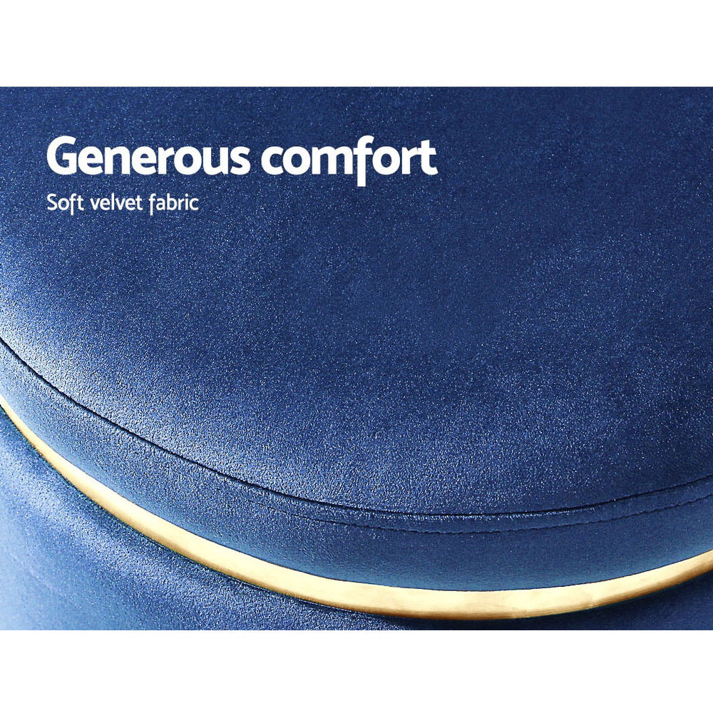 Artiss Ottoman Foot Stool Round Velvet Navy-5