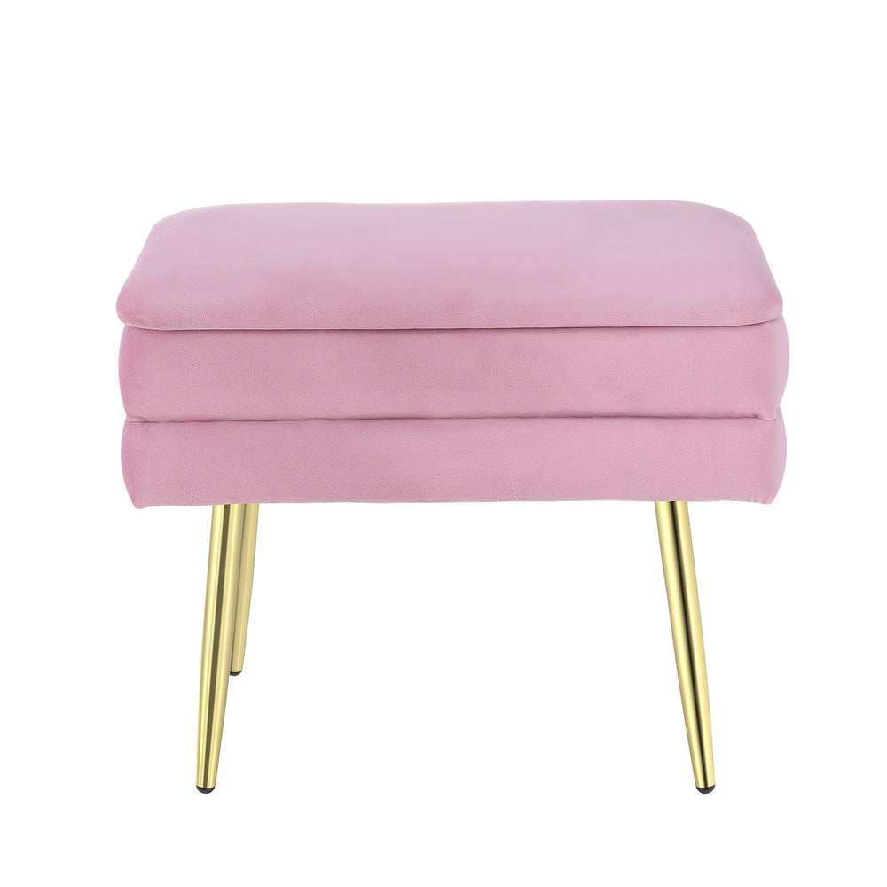 Artiss Ottoman Storage Foot Stool Velvet Pink-2