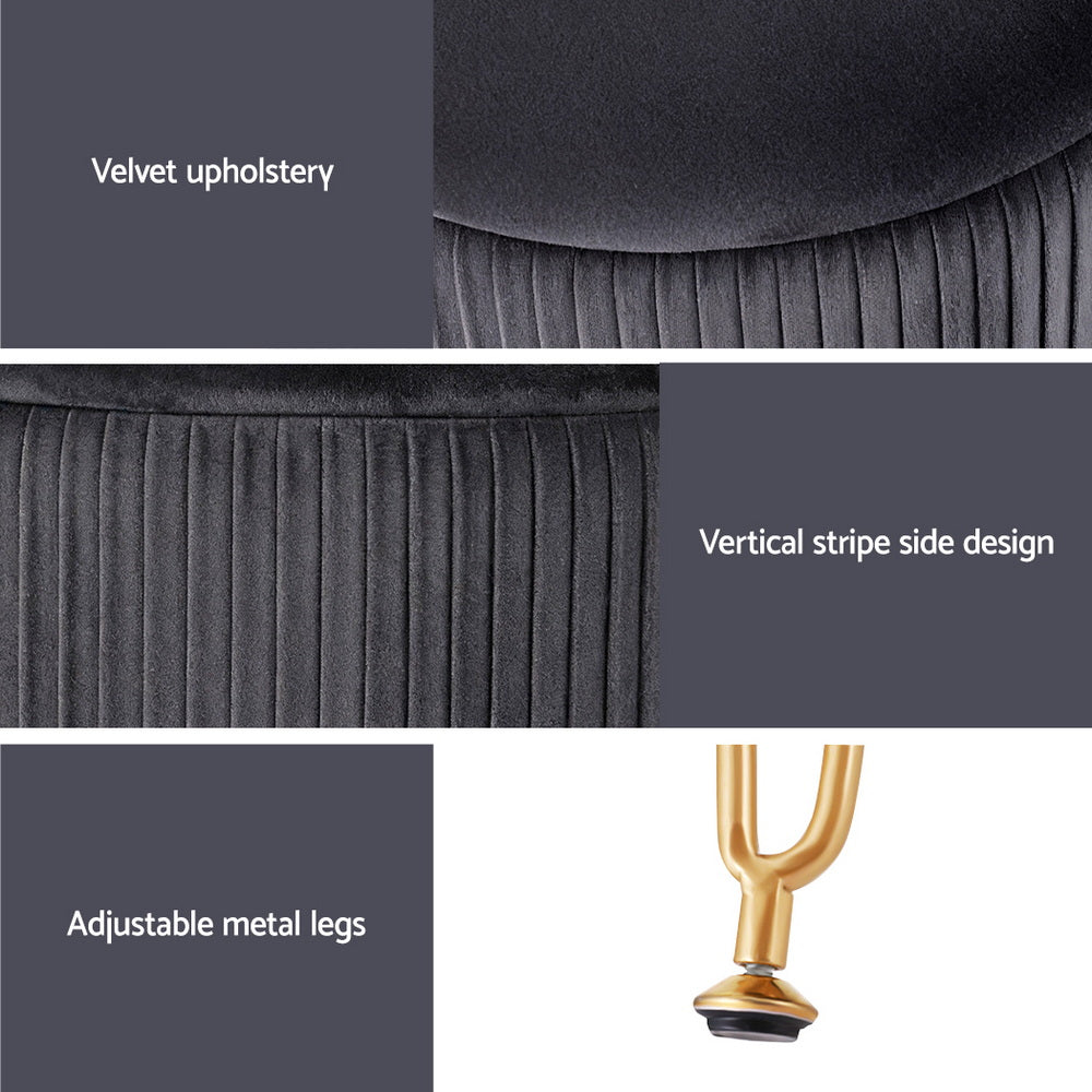 Artiss Ottoman Storage Foot Stool Vanity Velvet Round Grey-5