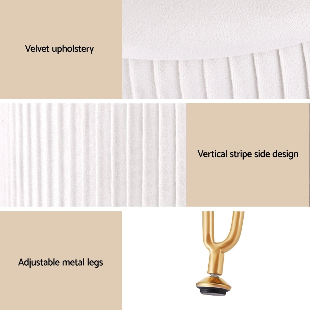 Artiss Ottoman Storage Foot Stool Vanity Velvet Round White-5