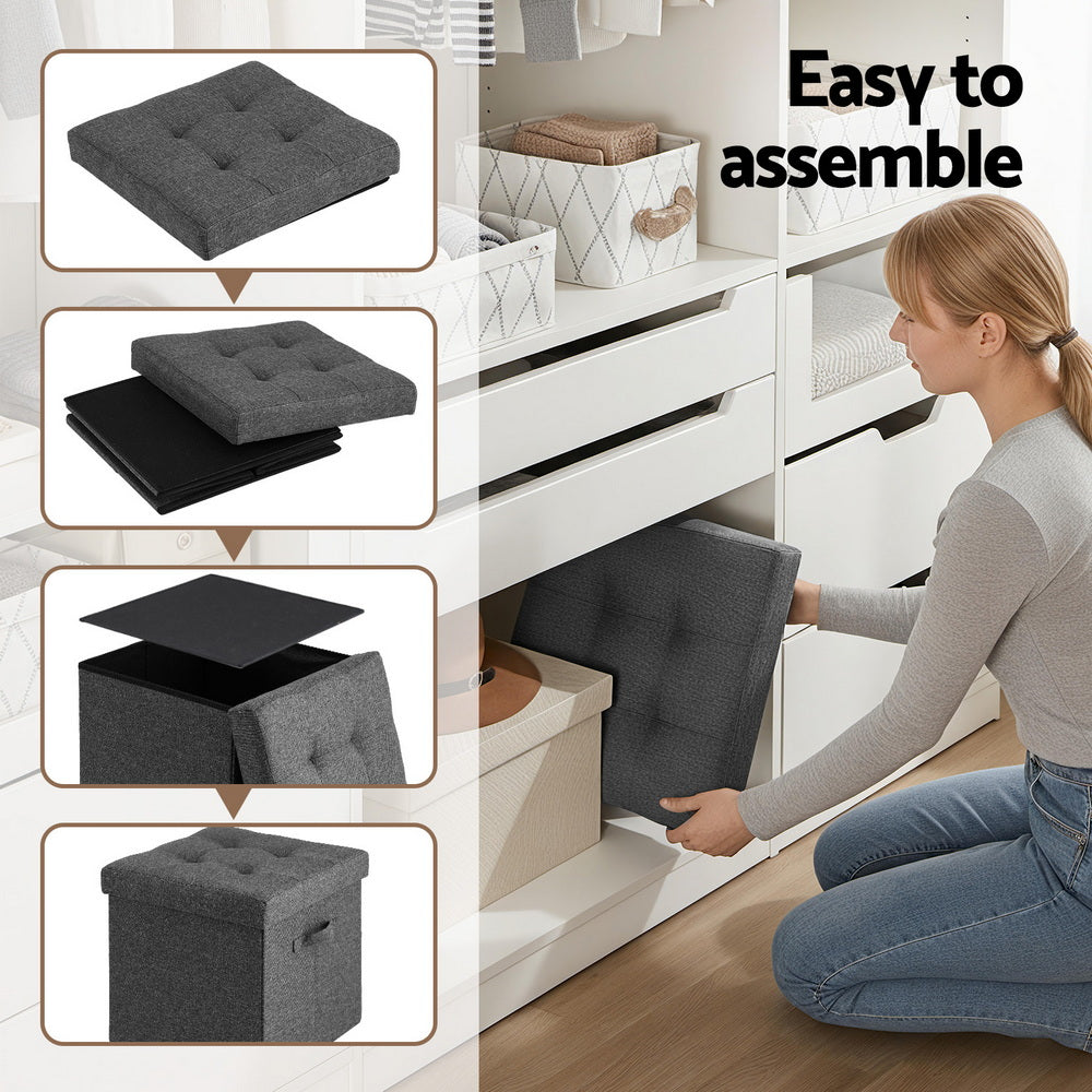 Artiss Storage Ottoman Rest Foot Stool Foldable-3