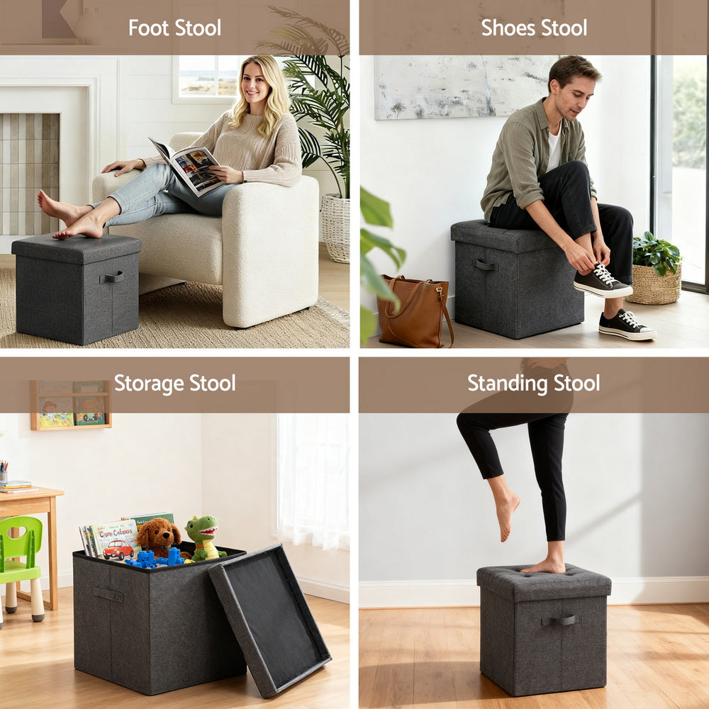 Artiss Storage Ottoman Rest Foot Stool Foldable-4