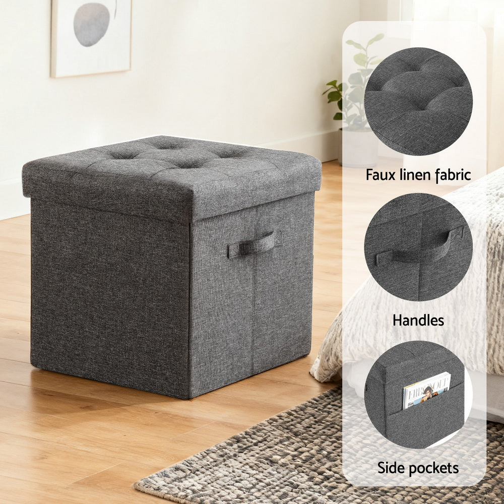 Artiss Storage Ottoman Rest Foot Stool Foldable-5