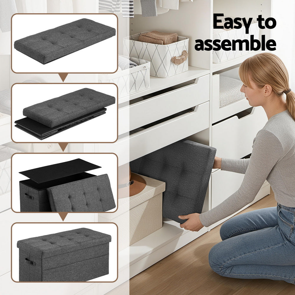 Artiss Storage Ottoman Foot Stool Rest Foldable-3