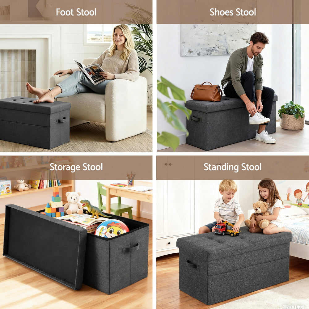 Artiss Storage Ottoman Foot Stool Rest Foldable-4