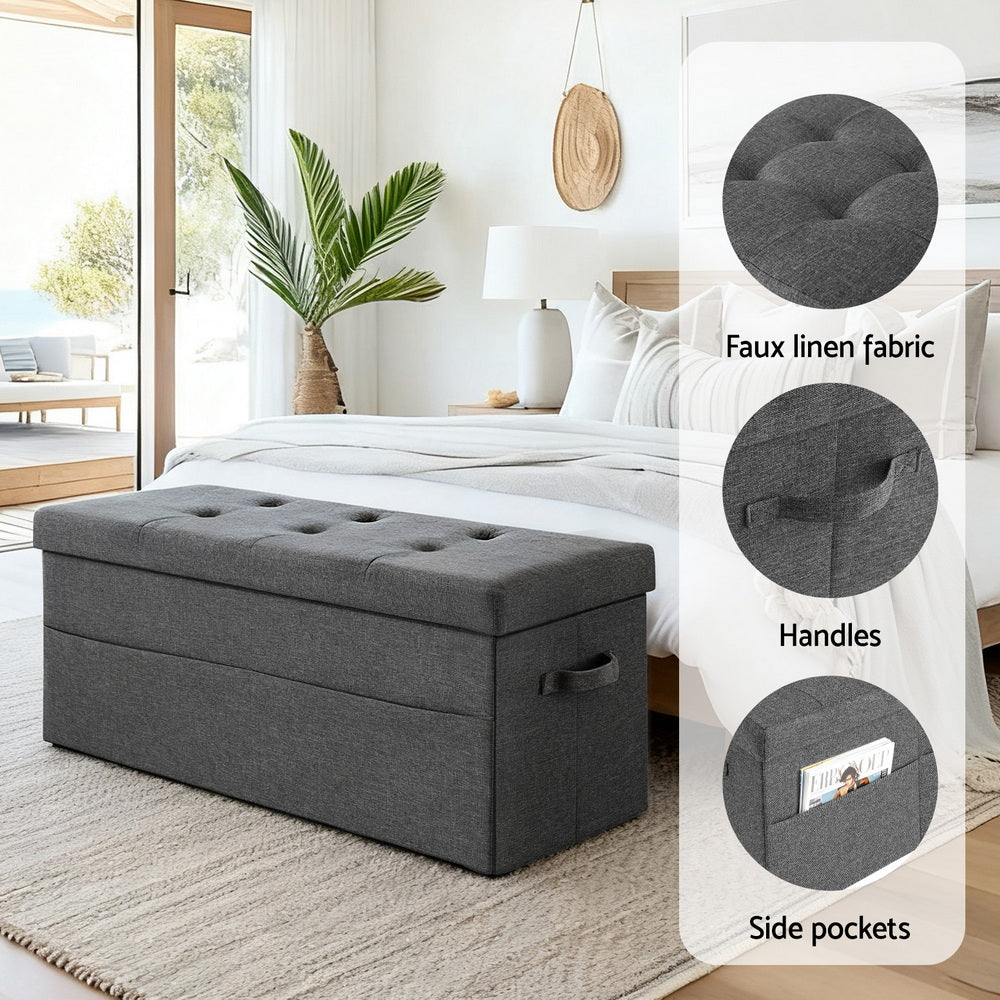 Artiss Storage Ottoman Foot Stool Rest Foldable-5