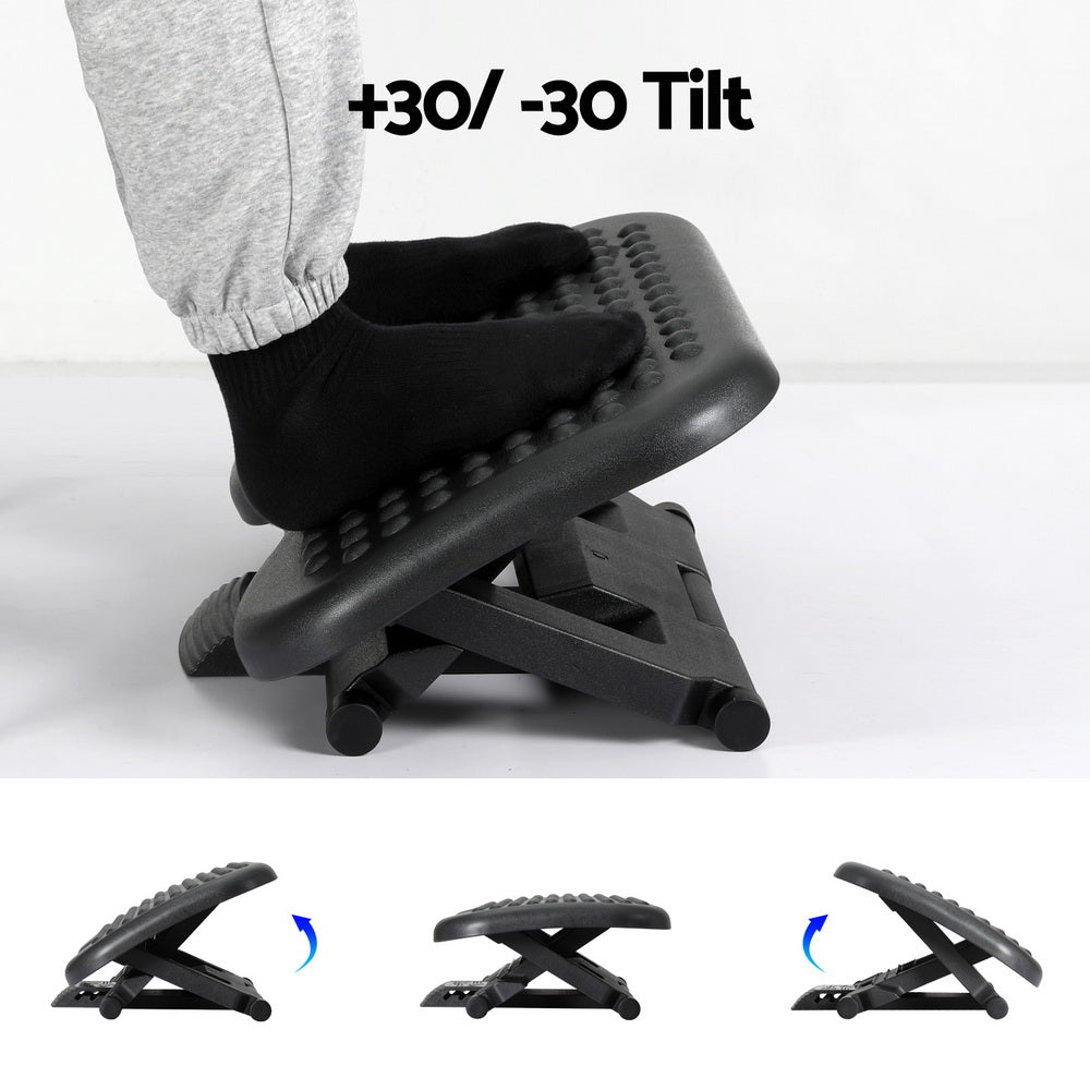 Artiss Foot Rest Stool Office Under Desk Angle Adjustable Footrest Massage Black-4